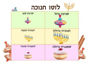 משחק לוטו לחג החנוכה לגיל הרך
